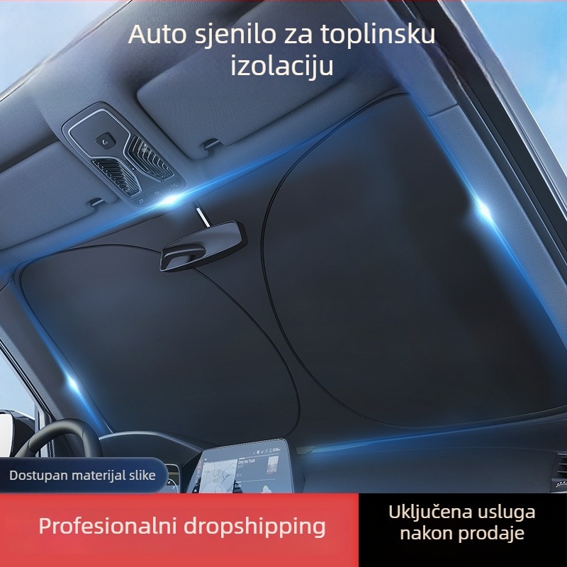 Auto suncobran za prednje staklo s ugrađenom instalacijom, mogućnost ispisa logotipa, univerzalna prilagodba, minimalistički stil