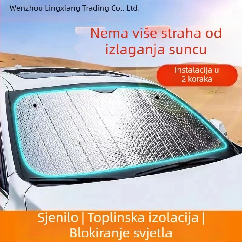 Prednja sjenila za vjetrobran automobila s usisnim čašicama, toplinska izolacija i zaštita privatnosti od aluminijske folije