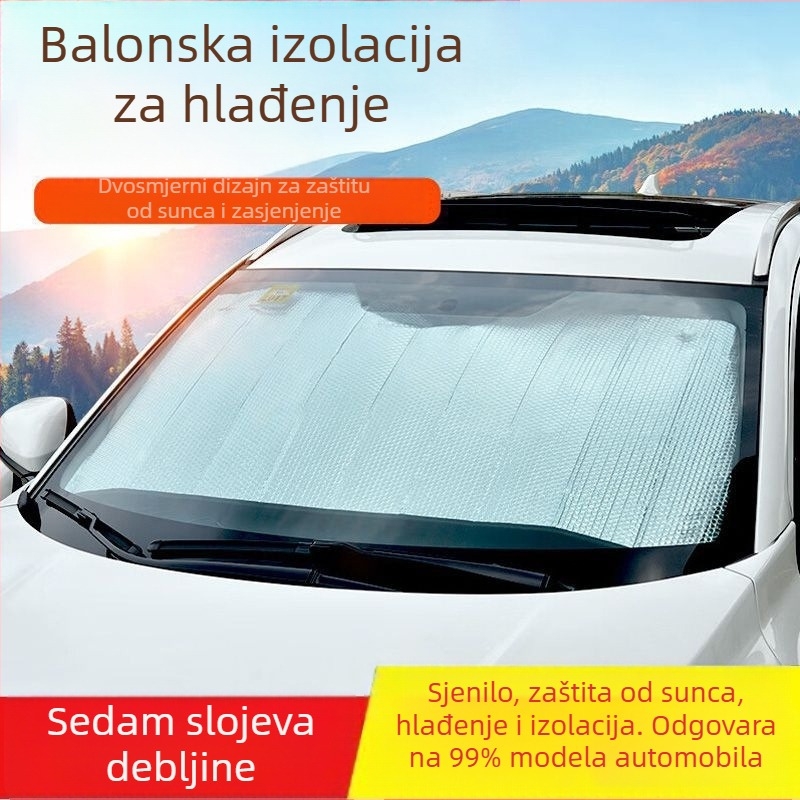 Prednja sjenila za vjetrobran automobila s usisnim čašicama, toplinska izolacija i zaštita privatnosti od aluminijske folije