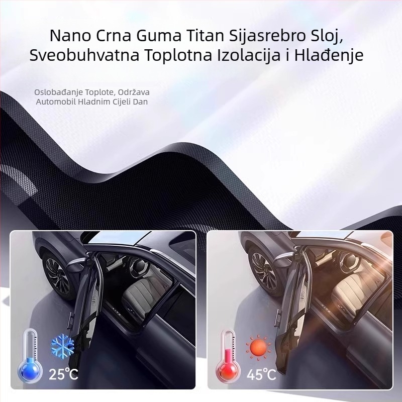 Sjenilo za prednje staklo automobila — aluminijska folija, montaža pomoću klipse, univerzalna prilagodba, minimalistički stil