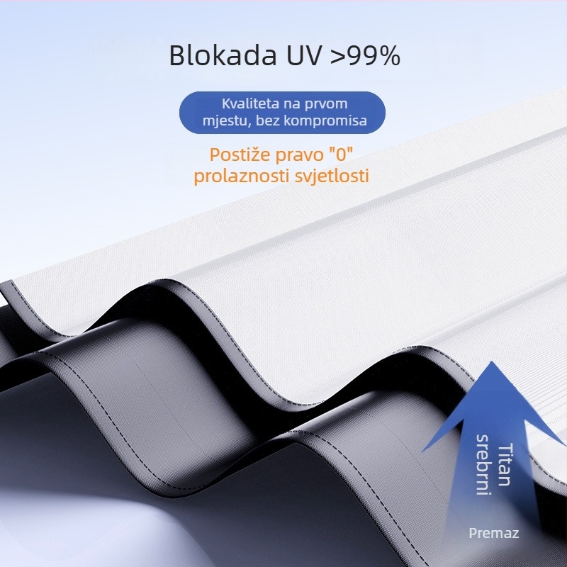Sklopiva zaštita od sunca za prednje staklo automobila, titan-siva, debela