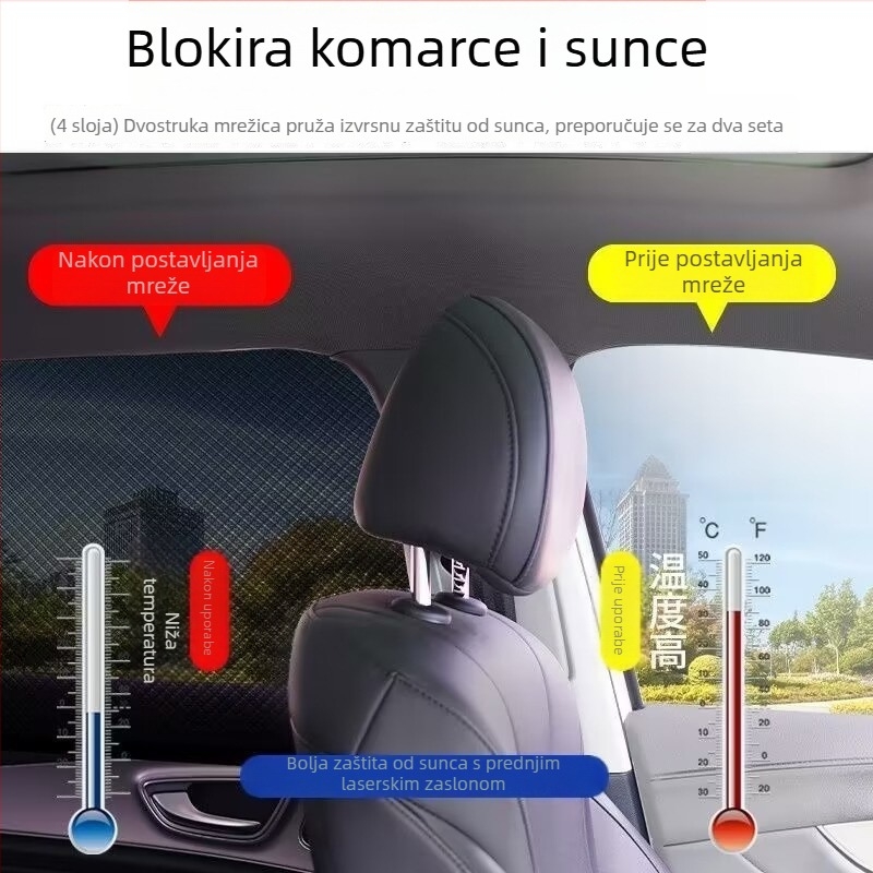 Auto mreža protiv komaraca za prozor, sjenilo za sunce i bočna zavjesa za privatnost