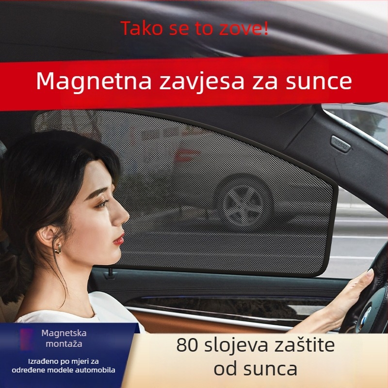 Mrežasti sjenilac za auto prozore s magnetskim pričvršćivanjem — univerzalni sjenilac za bočne prozore i unutarnja zavjesa za zaštitu od sunca i topline