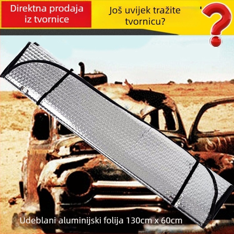 Auto sjenilo za sunce – aluminijska folija, zaštita za prednje staklo i bočne prozore, univerzalna primjena, pričvršćivanje vakuumskim čašicama, 300 g