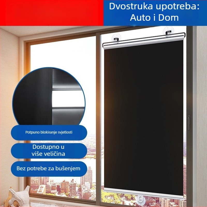 Auto sjenilo za prozore s usisnim čašicama, izvučnica zavjesa, univerzalna kompatibilnost, jednostavan stil