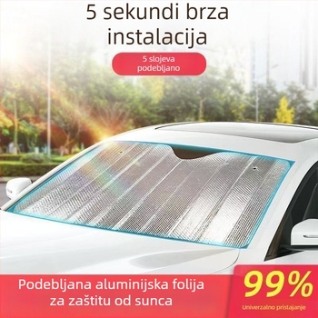 Automobilska sjenila od aluminijske folije, zaštita od sunca i izolacija od topline, dvostruki sloj s mjehurićima, za prednje staklo, potpuno zatamnjenje