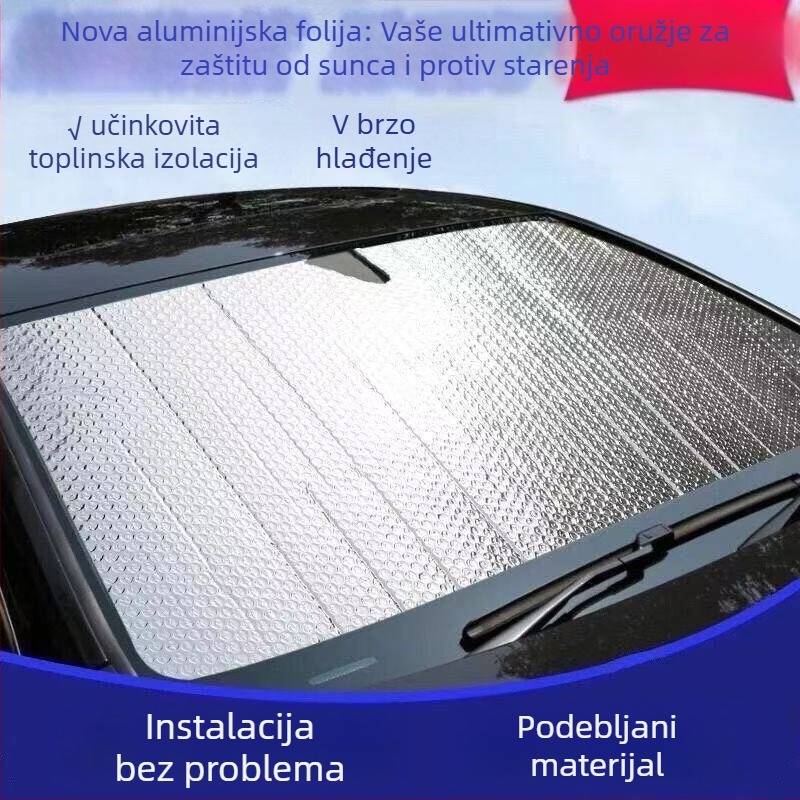Automobilska sjenila od aluminijske folije, zaštita od sunca i izolacija od topline, dvostruki sloj s mjehurićima, za prednje staklo, potpuno zatamnjenje