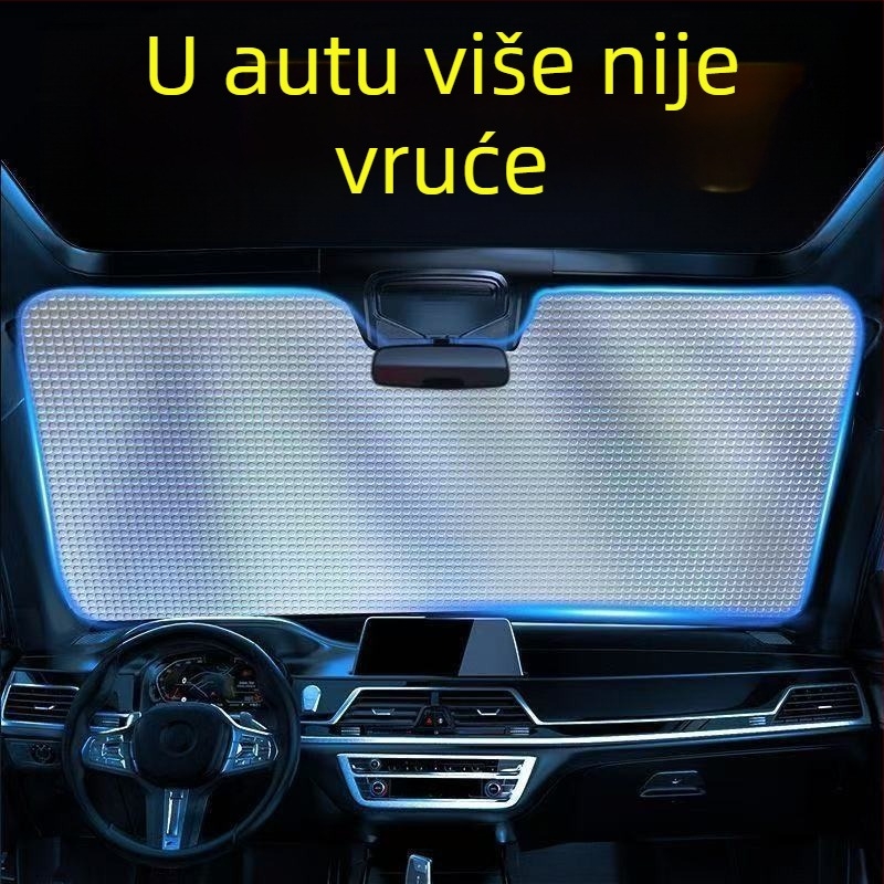 Automobilska sjenila od aluminijske folije, zaštita od sunca i izolacija od topline, dvostruki sloj s mjehurićima, za prednje staklo, potpuno zatamnjenje