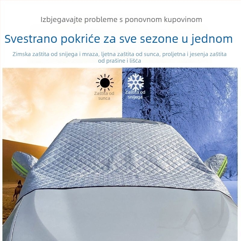 Auto snježna zaštita za prednje staklo – aluminijska folija, ugradnja kopčama, toplinska izolacija, mogućnost tiskanja logotipa