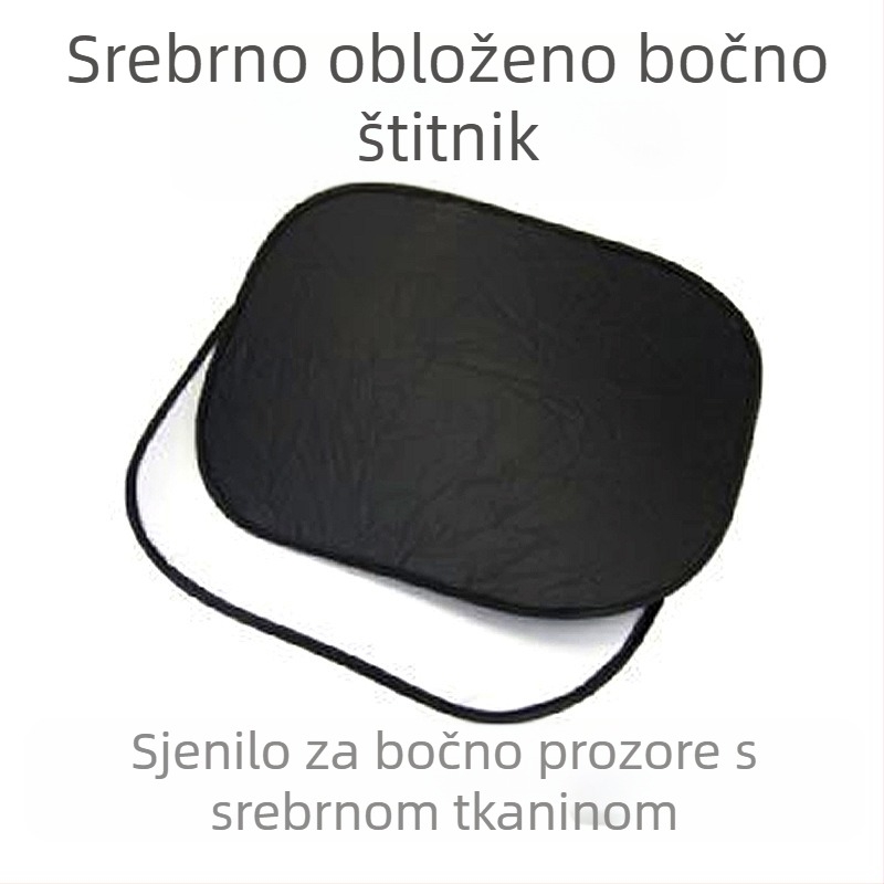 Sunčana zaštita za bočno staklo automobila s prisavom; materijal: traka; težina 50–80 g; ispis logotipa; privatna oznaka dozvoljena
