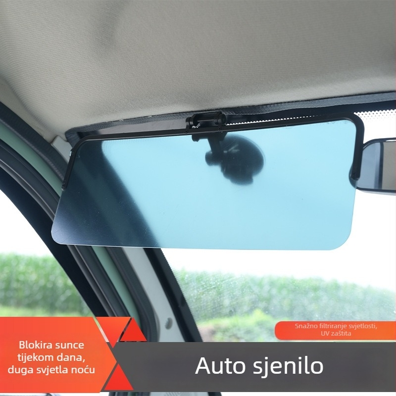 Automobilski vizir za sunce za prozor, dnevno/noć dvostruka upotreba, anti‑oslijepljivanje, vakuumsko pričvršćivanje, univerzalno, PVC