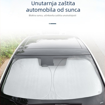 Auto sjenilo za prednje staklo — potpuno zatamnjenje i toplinska izolacija, sklopivo, poboljšana verzija; PVC materijal; ugradnja snap-in; jednobojni uzorak
