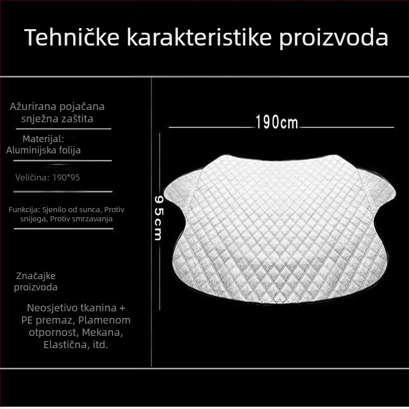 Poklopac za prednje staklo – debeli materijal, zaštita od snijega, mraza i prašine, universalna prilagodba, 330 g, mogućnost tiskanja logotipa