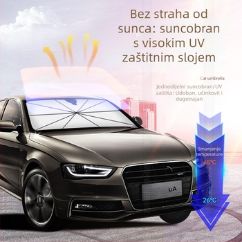 Automobilska sjenila za prednje staklo, teleskopsku univerzalnu ugradnju (materijal: aluminijska folija; ugradnja: teleskop; kompatibilnost: opća; ispis loga: moguć)