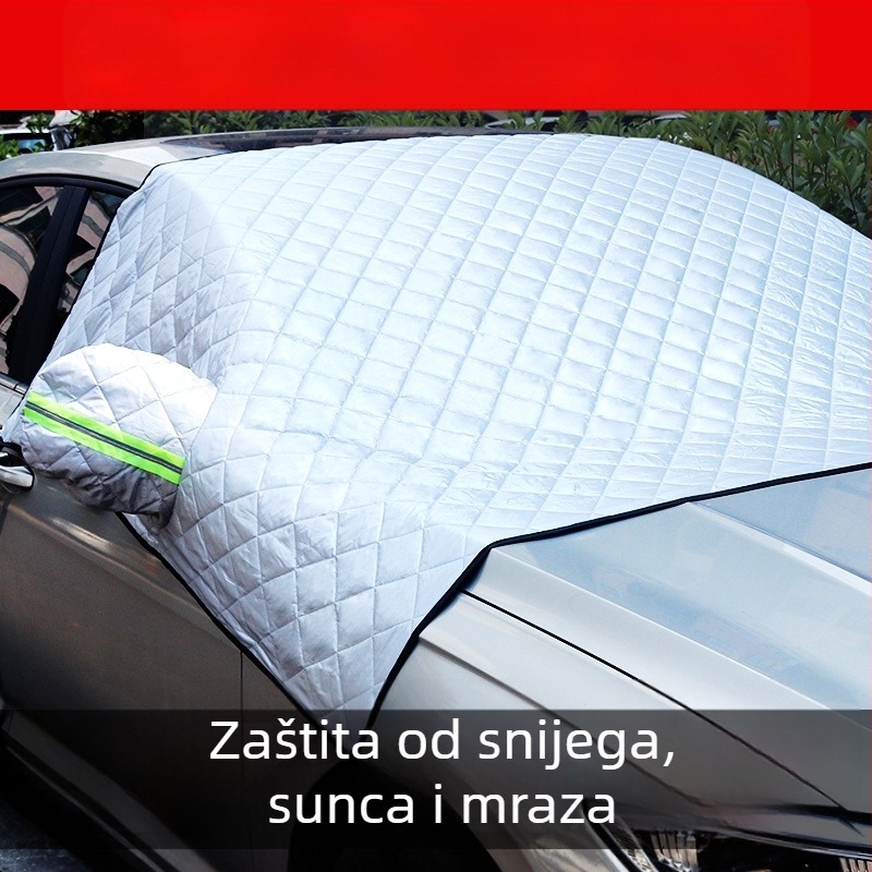 Pokrov za prednje staklo autom protiv snijega i smrzavanja, aluminijski film, fleece podstava, univerzalna prilagodba