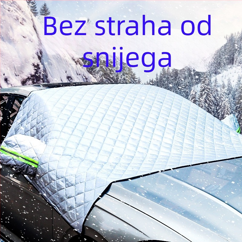 Pokrov za prednje staklo autom protiv snijega i smrzavanja, aluminijski film, fleece podstava, univerzalna prilagodba