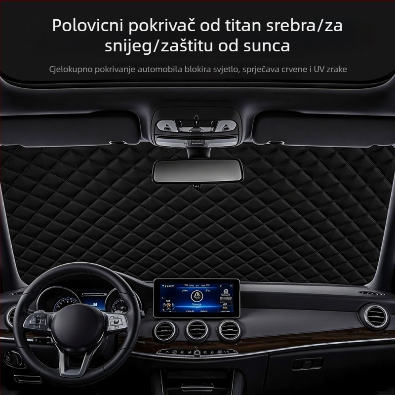 Pokrov za snijeg za prednje staklo automobila, ugradnja kopčanjem, mrežasti uzorak, jednostavan stil, universalna kompatibilnost, Materijal: laserski titan