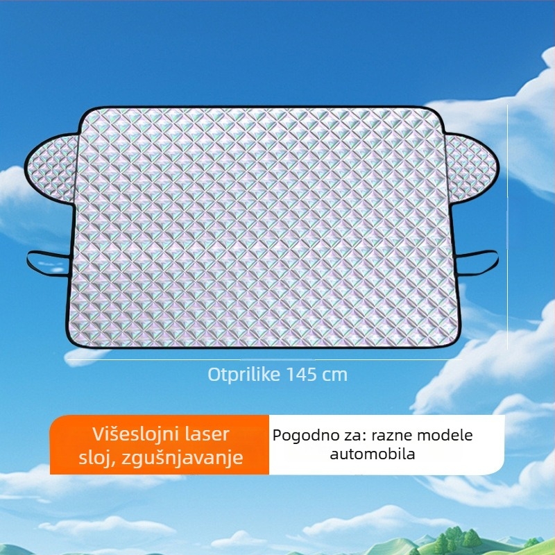 Pokrov za snijeg za prednje staklo automobila, ugradnja kopčanjem, mrežasti uzorak, jednostavan stil, universalna kompatibilnost, Materijal: laserski titan