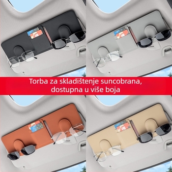 Prednja ploča za skladištenje uz suncobran s produžetkom i držačem za naočale za automobil (PVC, snap-in montaža, univerzalna kompatibilnost, prednji dio instrument ploče)