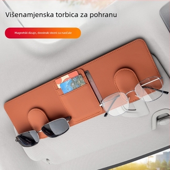 Prednja ploča za skladištenje uz suncobran s produžetkom i držačem za naočale za automobil (PVC, snap-in montaža, univerzalna kompatibilnost, prednji dio instrument ploče)