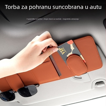 Prednja ploča za skladištenje uz suncobran s produžetkom i držačem za naočale za automobil (PVC, snap-in montaža, univerzalna kompatibilnost, prednji dio instrument ploče)