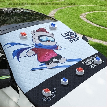Zaštita od snijega za auto i prednje staklo – debeli karikaturistički stil, univerzalno, aluminijsko-folijski kompozit, ugrađeni montažni sustav