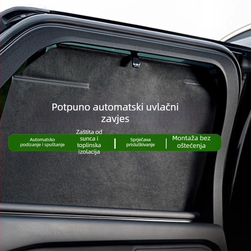 Automobilska sjenila s automatskim podešavanjem, izvlačni mehanizam, potpuno zatamnjivanje, UV zaštita, poliester