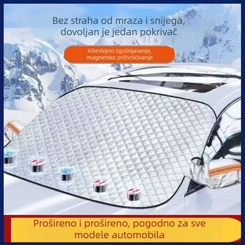Zimska navlaka za prednje staklo autom s magnetskim pričvršćivanjem, aluminij folija, montaža karticom, kompatibilna s prednjim staklom, tisk logotipa moguć, licencirana privatna oznaka