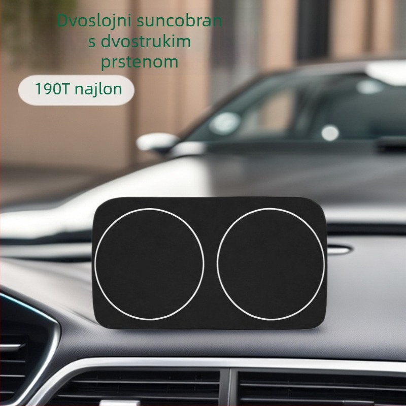 Auto sjenilo Xin Qiang s dvostrukim prstenom za prednju stranu, termoizolacija, materijal 190T najlon sa srebrnom trakom, teleskopska ugradnja, ispis logotipa, prilagodljivo