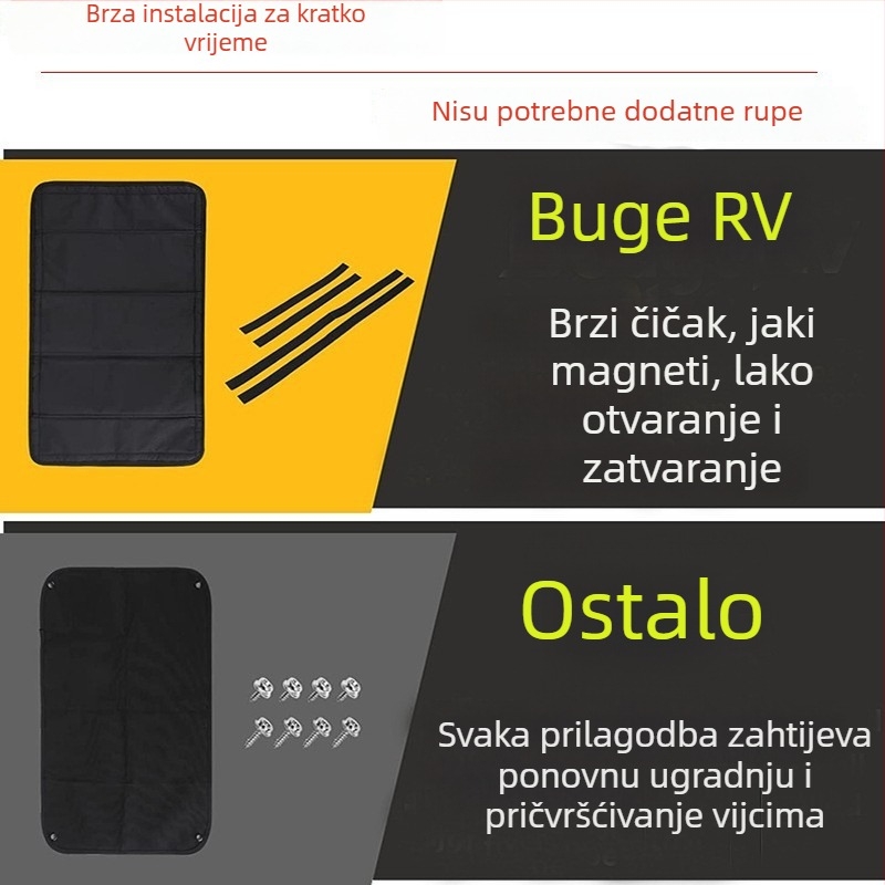 Magnetska autosjena za vozilo i RV s Velcro trakom za prozor