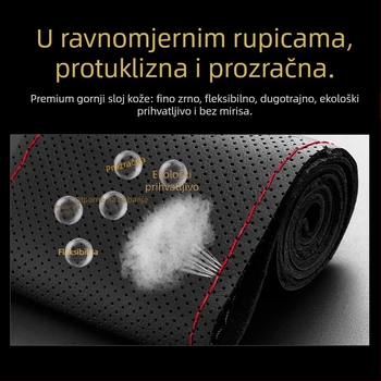 Navlaka za volan - ručno šivana od prave kože, univerzalna kompatibilnost, Marka Yijie