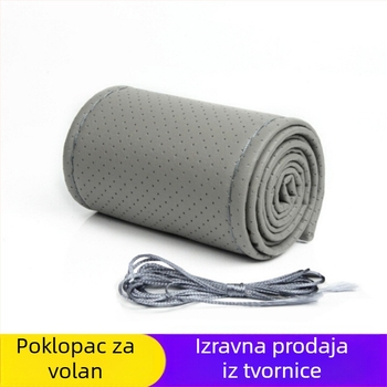 Kožna navlaka za volan, ručno šivana; pogodna za sva godišnja doba; tip: opći model; stil: ručno šivana navlaka za volan; prilagodba dostupna; tiskanje logotipa uključeno