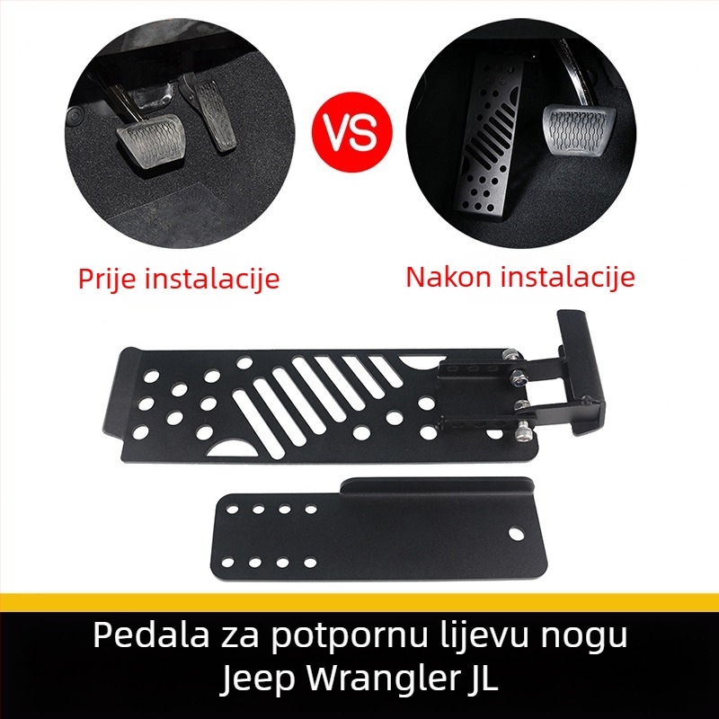 Lijevi pedal za odmor stopala za Wrangler JL (2018–2023), ručni mjenjač — HOZAN metalni pedal dodatak