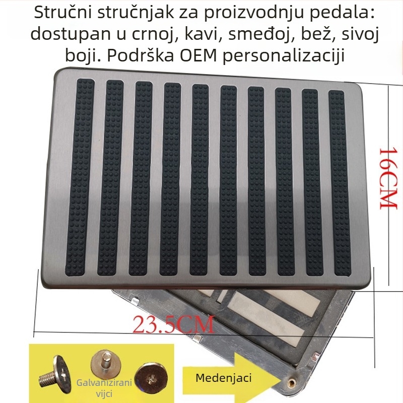 Pricot pedala od nehrđajućeg čelika, kvadratni oblik, protuklizna površina, prilagodljiva obrada, univerzalna kompatibilnost