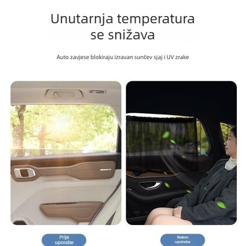 Ljetna automobilska zavjesa za bočno staklo sa usisnom čašicom, prozirna, visića, od aluminijske folije