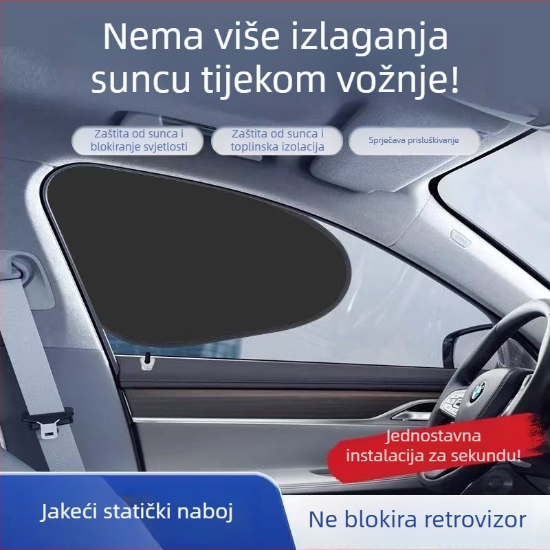 Automobilska elektrostatična folija za bočne prozore, prozirna, viseći način ugradnje, zaštita od sunca i toplinska izolacija