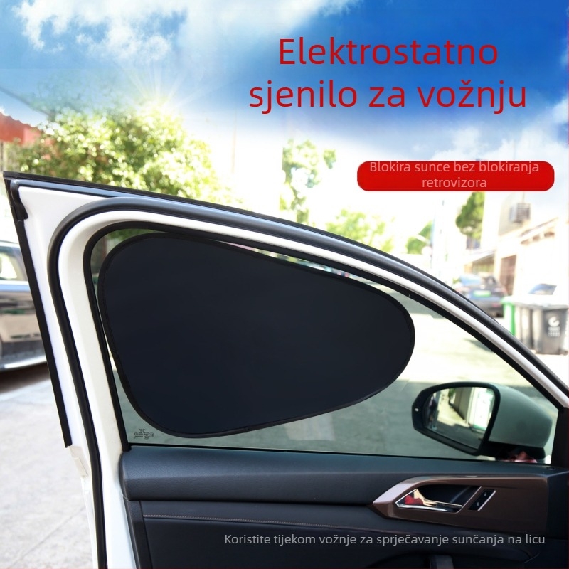 Automobilska sunčana zavjesa za bočni prozor, privatnost — PVC, montaža statičkim ljepilom, moguć ispis logotipa