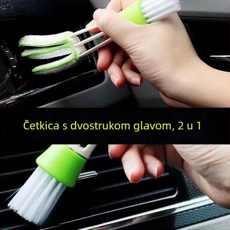 Četka za čišćenje otvora zraka automobila – dvostruka glava, višenamjenska za čišćenje otvora i tipkovnice, PP plastika