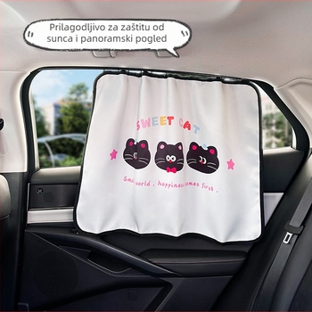Mačji motiv prozirne auto zavjese, zaštita od sunca i toplinska izolacija, viseće zavjese za prozore automobila, univerzalno za vozila