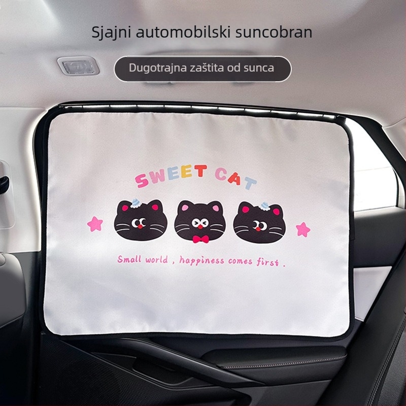 Mačji motiv prozirne auto zavjese, zaštita od sunca i toplinska izolacija, viseće zavjese za prozore automobila, univerzalno za vozila