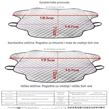 Automobilski sjenilo za sunce s četiri sloja punila, magnetsko pričvršćivanje, mogućnost tiska logotipa, dvostruka upotreba zimi i ljeti