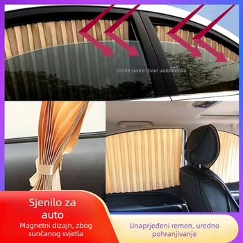 Magnetska sjenila za automobil, platno, montaža magnetskom tračnicom, za automobile i SUV, model Magnetic sun shade, debeli neproziran tip