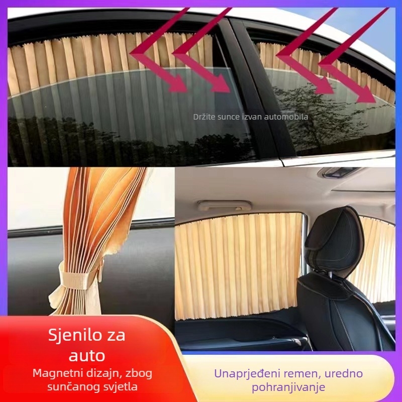 Magnetska sjenila za automobil, platno, montaža magnetskom tračnicom, za automobile i SUV, model Magnetic sun shade, debeli neproziran tip