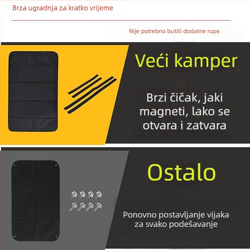 Auto sjenilo za RV s jakom magnetskom trakom i Velcro zatvaračem, debeli sloj spužve