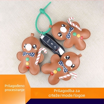 Gingerbread Man PU kožni privezak za torbu za vješanje u auto, anime uzorak, ultra lagan, pribor za torbu, jesen 2025