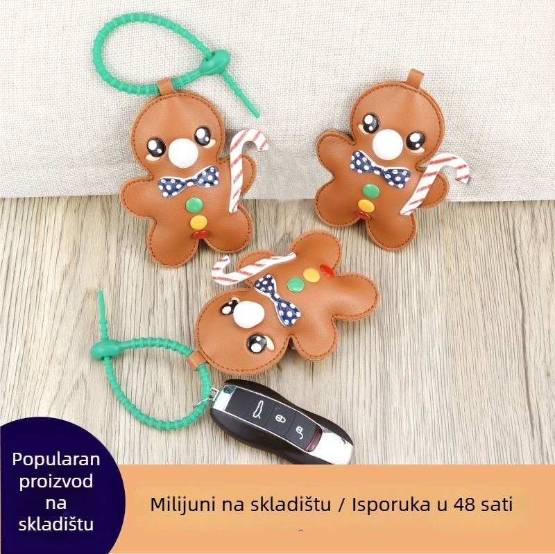 Gingerbread Man PU kožni privezak za torbu za vješanje u auto, anime uzorak, ultra lagan, pribor za torbu, jesen 2025