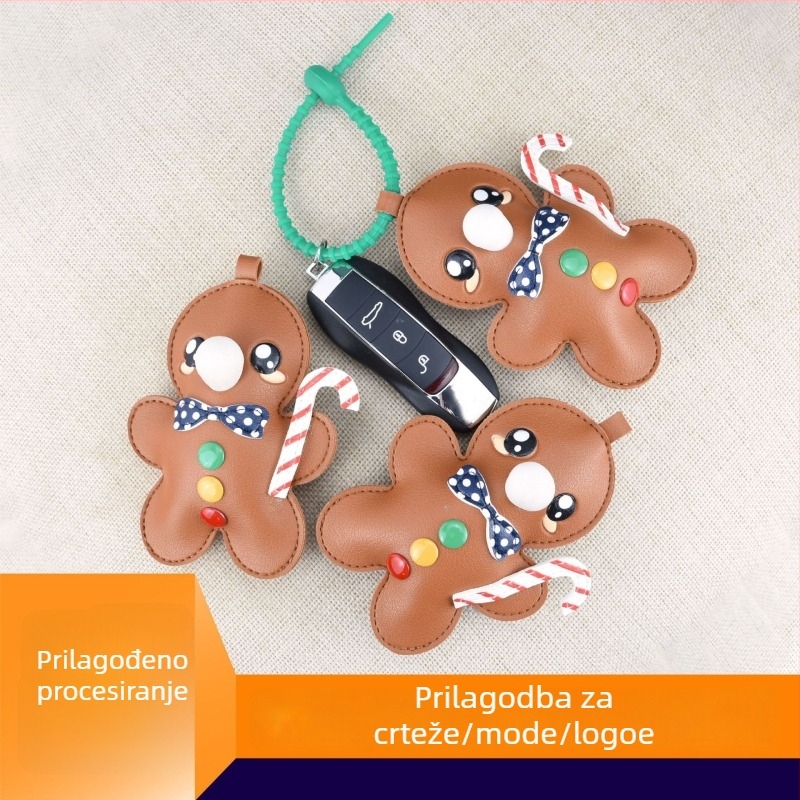 Gingerbread Man PU kožni privezak za torbu za vješanje u auto, anime uzorak, ultra lagan, pribor za torbu, jesen 2025