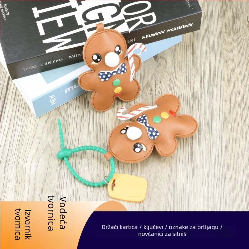 Gingerbread Man PU kožni privezak za torbu za vješanje u auto, anime uzorak, ultra lagan, pribor za torbu, jesen 2025