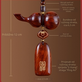 Dekor unutrašnjeg ogledala automobila od Rosewood drveta, u obliku tikve, s bakrenom inkrustacijom
