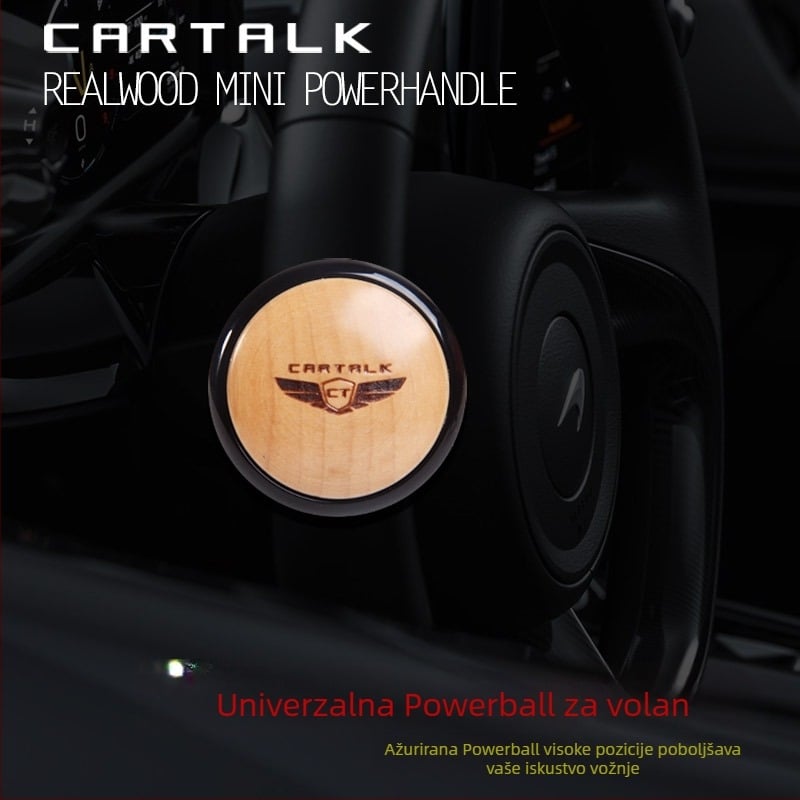 CARTALK Drveni kuglični pojačivač volana – univerzalno sredstvo za uštedu napora; materijal: masivno drvo, cinkova legura; kompatibilno sa svim tipovima vozila; logo otisnut: OK